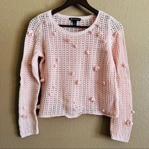 INC Pom Pom Pink Cropped Sweater Large